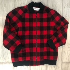 Buffalo Plaid Jacket Vintage 80s Shoulder Pads Top